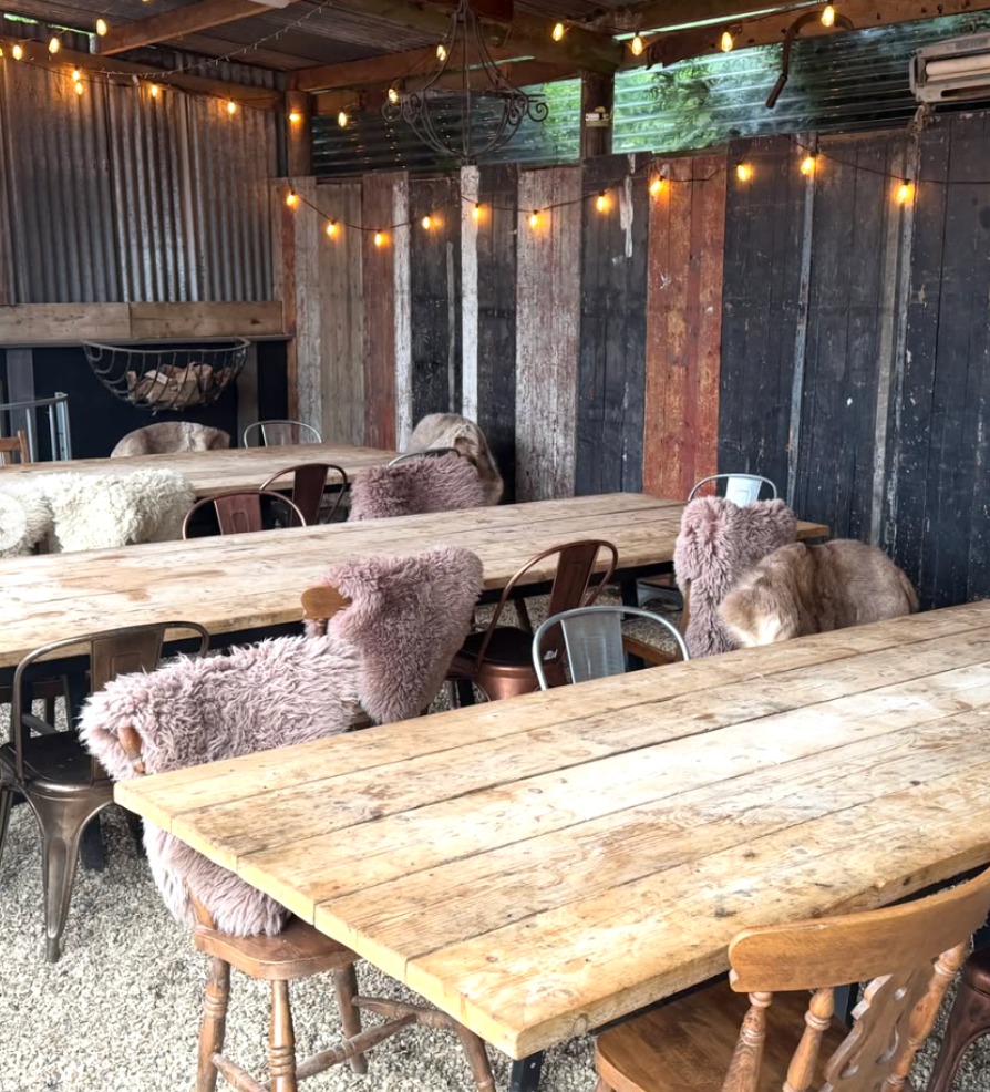 Outdoor seating at the Street Croft Farm caf&eacute;